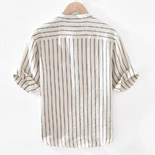 Men's Stand Collar Pullover Shirt, modern design, breathable fabric, stylish and versatile.
