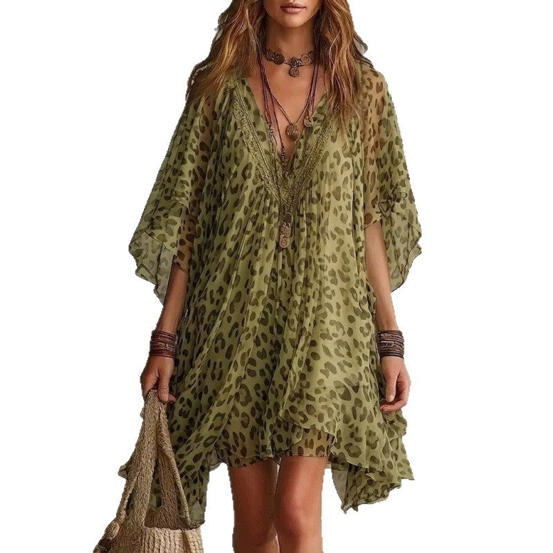 Avery Leopard Print Shirt Dress Hot Deal Warehouse