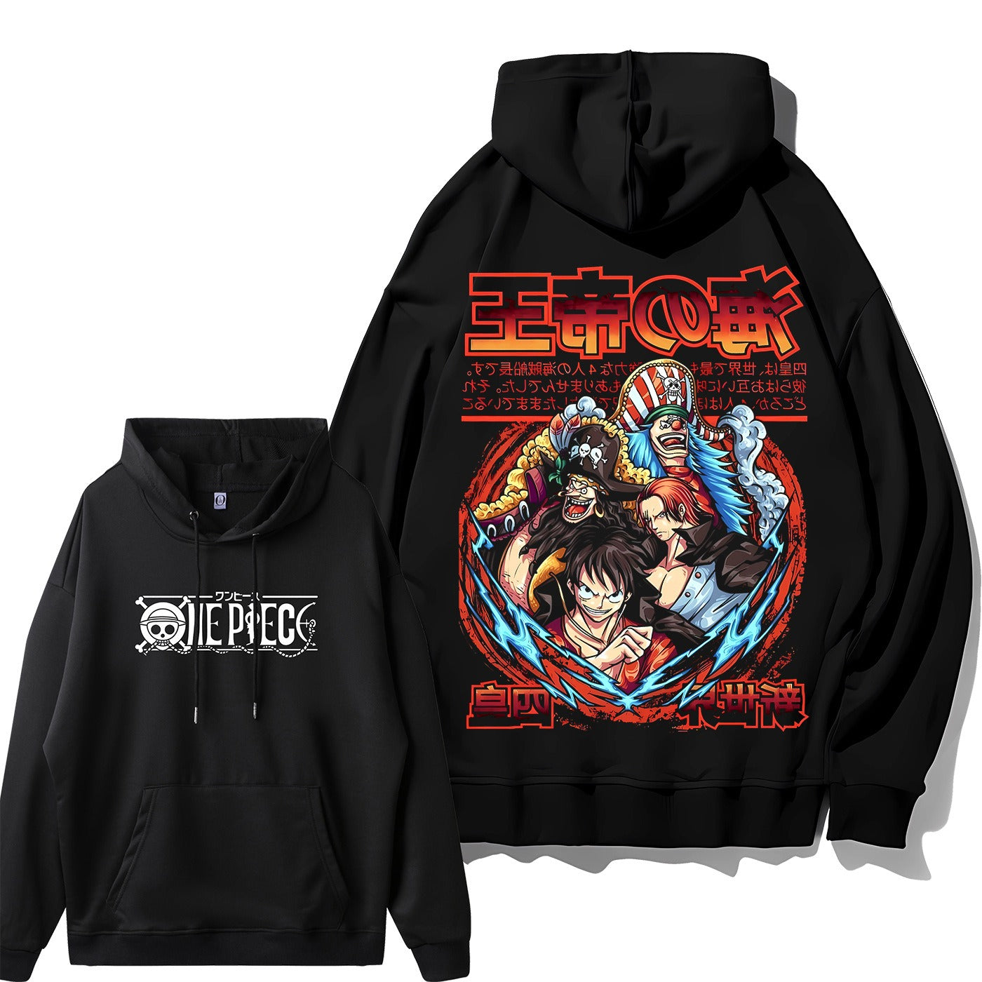 Loose fit Luffy hoodie with One Piece pirate print on front