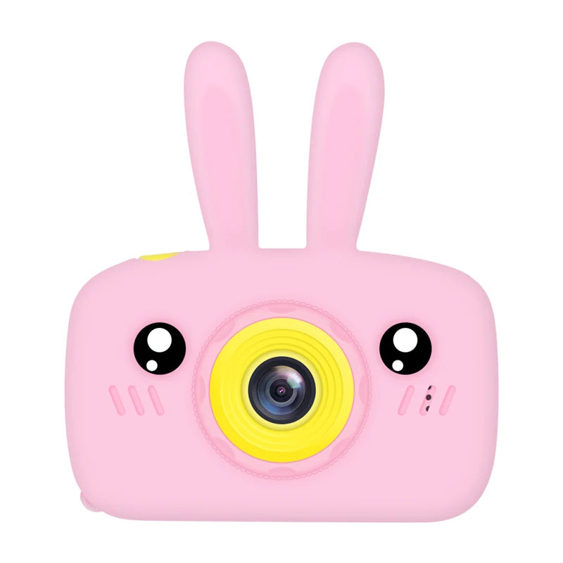 Cute kids' digital cartoon camera with HD lens and 2-inch display for photo and video.