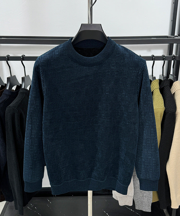 Warm Leisure Round Neck Fashion Men's Top, Comfortable and Stylish for Everyday Wear