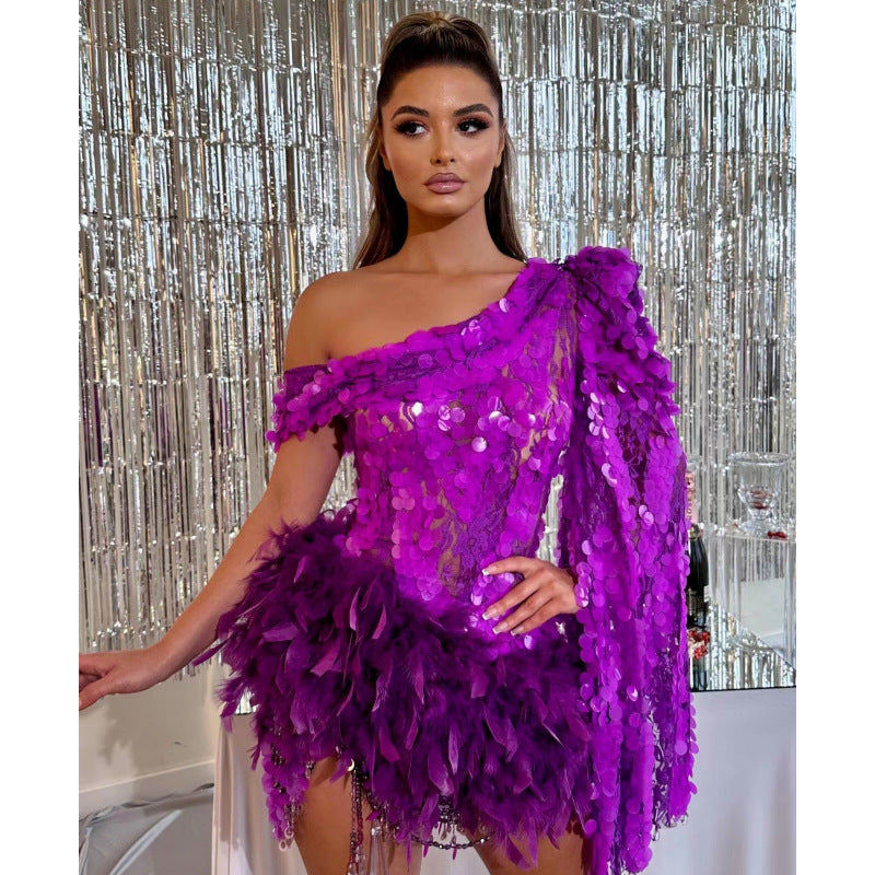 “Aurora One-Shoulder Mini Dress – women’s elegant mini dress with a chic one-shoulder design, perfect for parties and special occasions – Hot Deal Warehouse fashion”