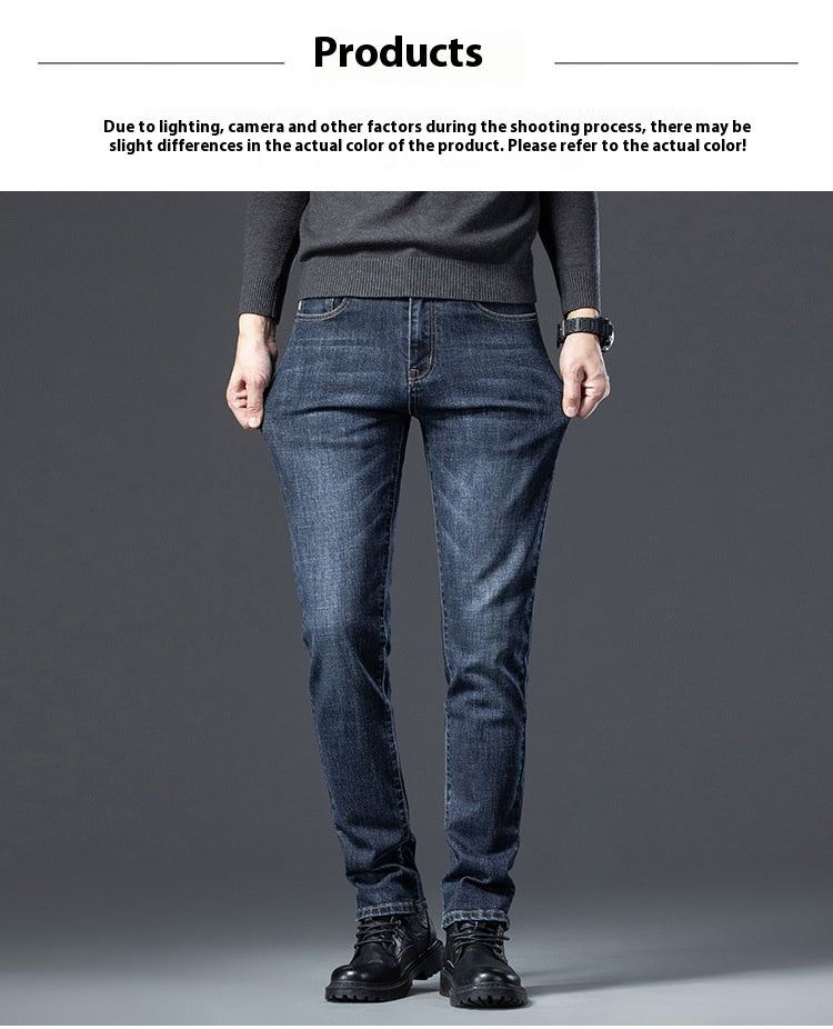 “Fleece Padded Men’s Slim Straight Jeans – warm, slim-fit men’s jeans with fleece lining for comfort in cold weather – Hot Deal Warehouse menswear”