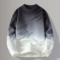 Round Neck Pullover Personalized Gradient Sweater, Stylish Gradient Design, Soft & Comfortable Casual Wear