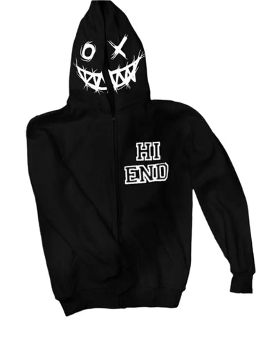 Men's zip-up hoodie with letter graphic print – bold and casual streetwear hoodie.

