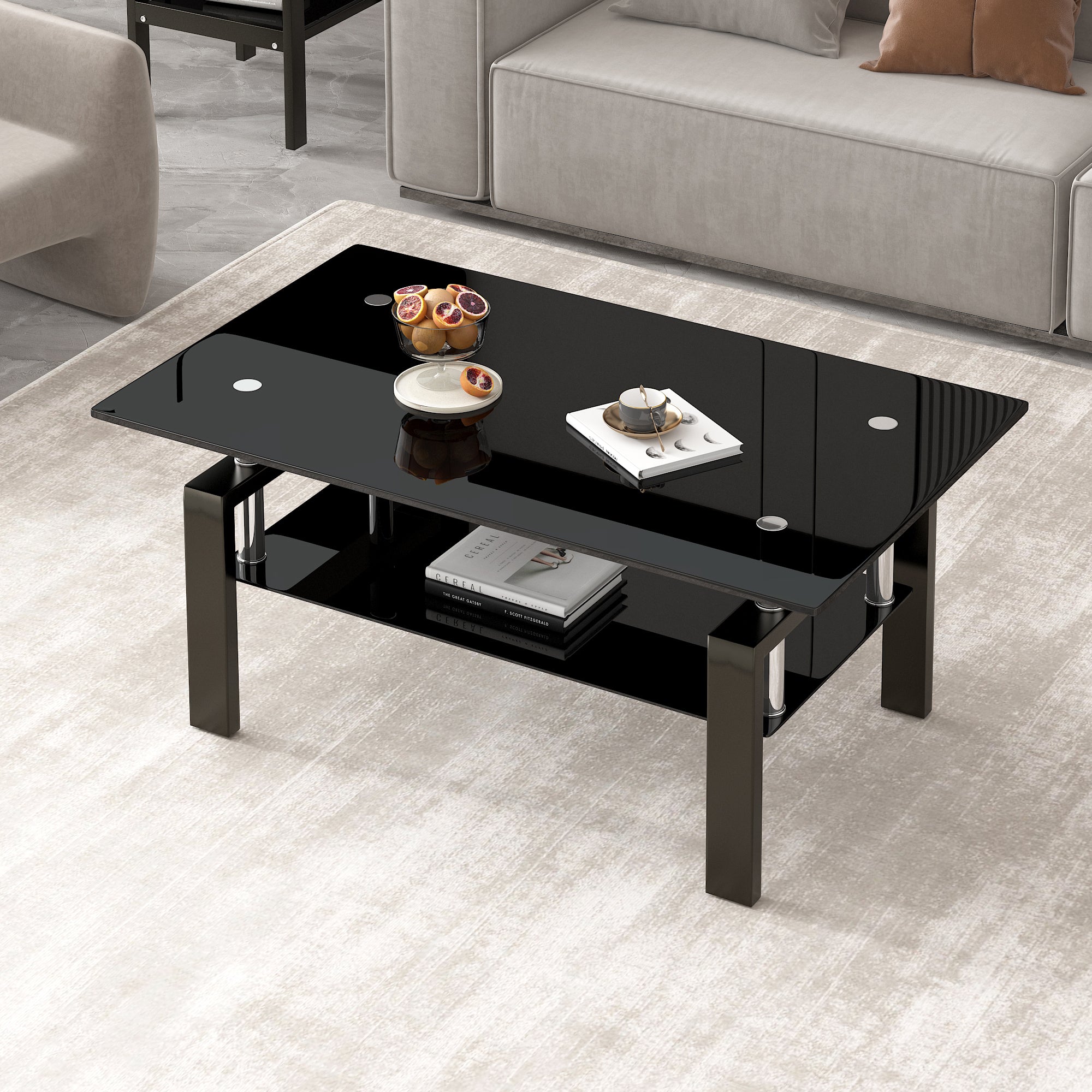 “Black tempered glass coffee table – modern, durable centerpiece for living rooms with sleek, stylish design – Hot Deal Warehouse furniture”


