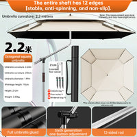 2.0-2.6m Octagonal Fishing Umbrella Portable Beach Sun Shade Camping Parasol UV Waterproof with Carry Bag Hot Deal Warehouse