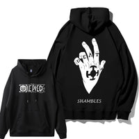 Loose fit Luffy hoodie with One Piece pirate print on front

