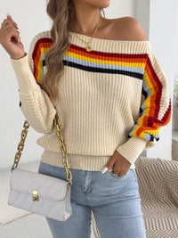 Rainbow Striped Offshoulder Sweater Hot Deal Warehouse