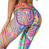 colorful printed high-waisted fitness leggings for women