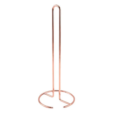 Stainless steel paper towel holder on a kitchen countertop