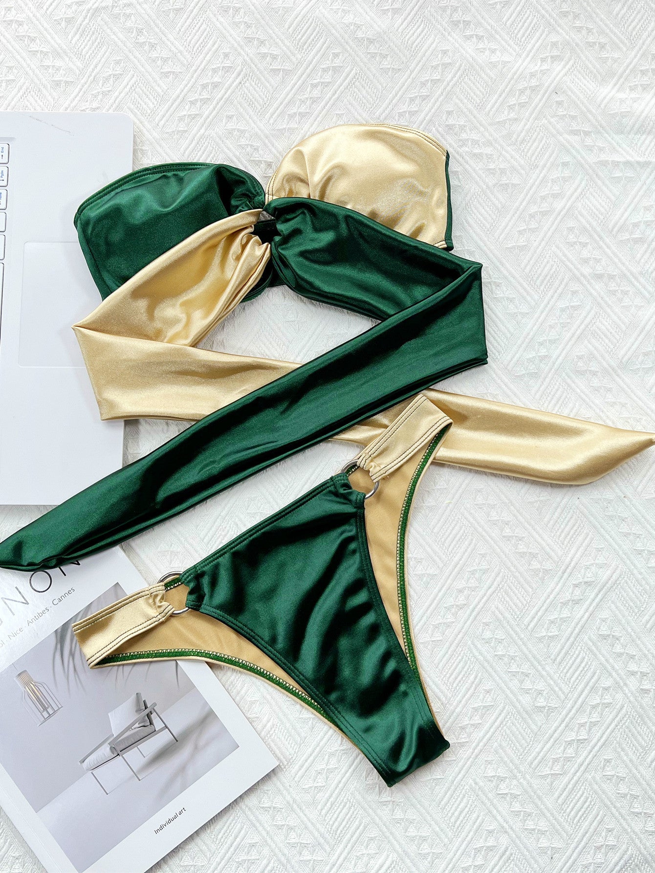 Lush Horizon bikini featuring a chic two-piece design with a tropical floral print and adjustable straps for a perfect fit. Crafted from soft, stretchy fabric, ideal for beach days, poolside lounging, and summer adventures.