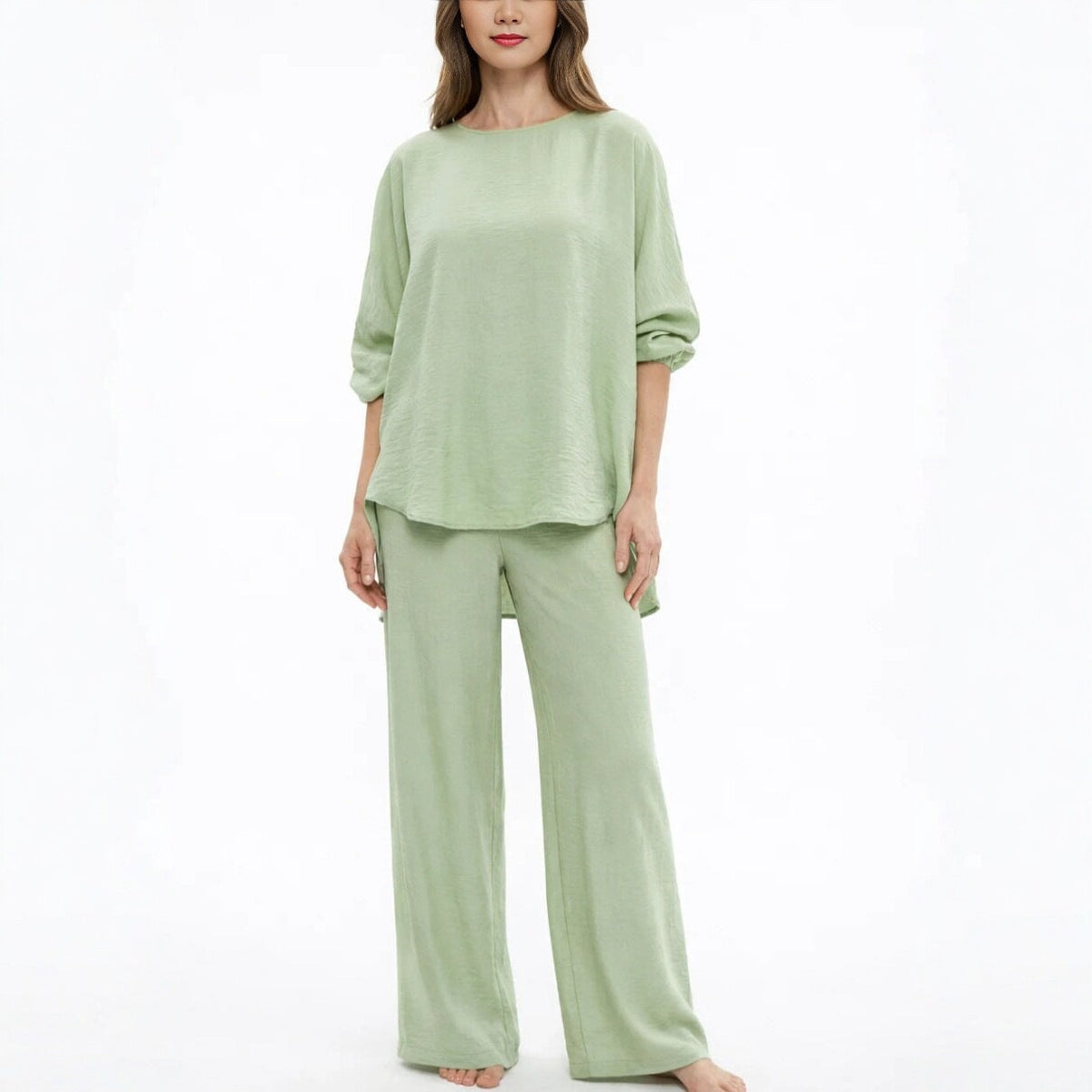 Solid Loose Casual Suit Wide Leg Pants Two-Piece Set Hot Deal Warehouse