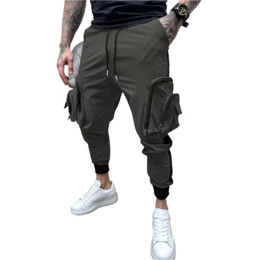 Casual tapered overalls with a zipper closure, color-blocked design, and multiple pockets for a stylish and functional look.
