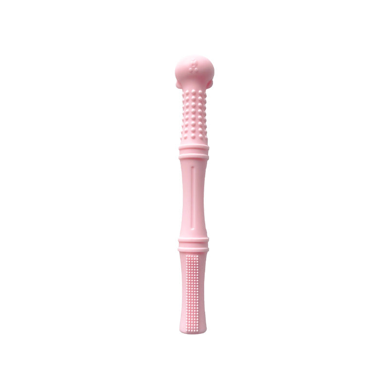 Silicone baby teething rod in bright color, designed to prevent hand sucking and soothe teething pain.








