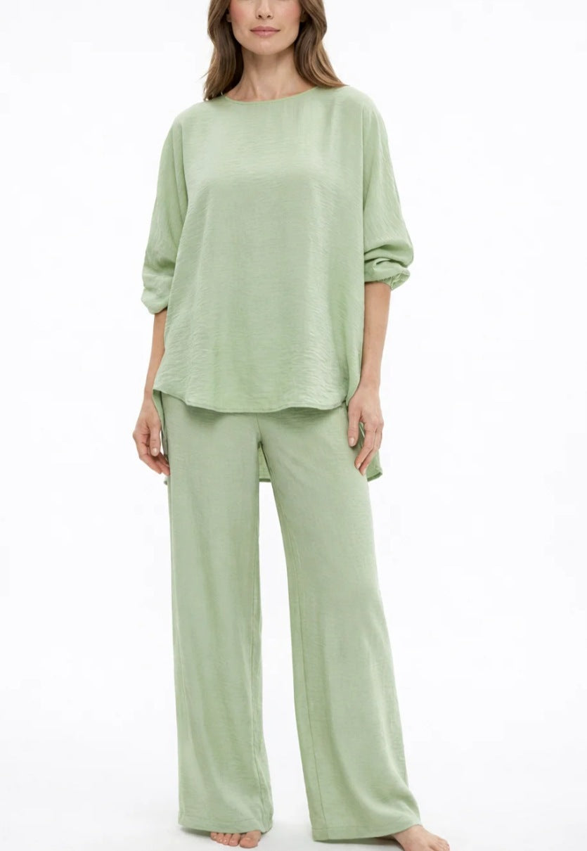 Solid Loose Casual Suit Wide Leg Pants Two-Piece Set Hot Deal Warehouse