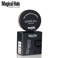 Close-up of Makeup Magical Halo Three-Color Concealer Loose Powder with packaging