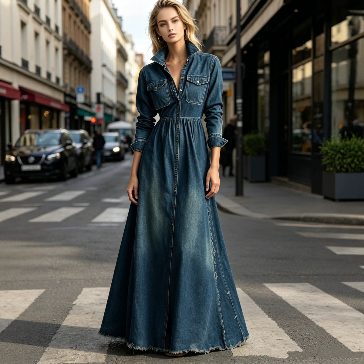 Waist slimming retro long sleeved dress Hot Deal Warehouse