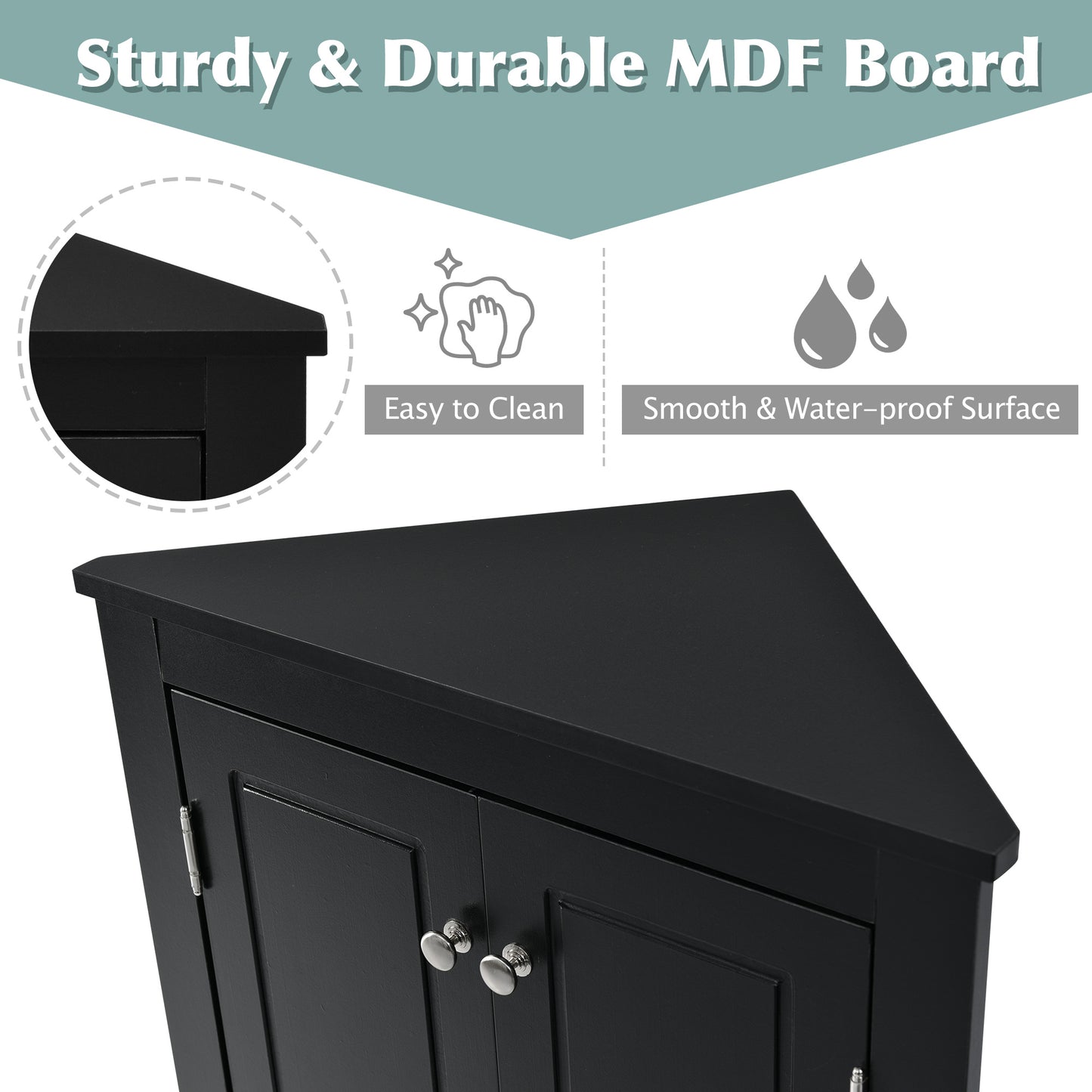 “Black triangle bathroom storage cabinet – modern, space-saving corner organizer for toiletries and essentials – Hot Deal Warehouse home furniture”


