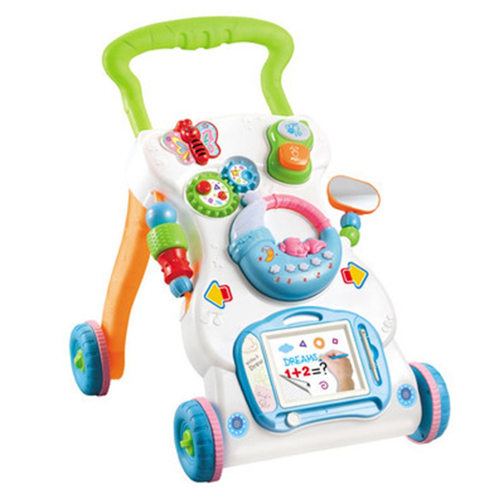 Unisex infants' walker with adjustable features, designed to support babies as they begin to explore and develop their walking skills, featuring a comfortable seat and colorful, engaging design
