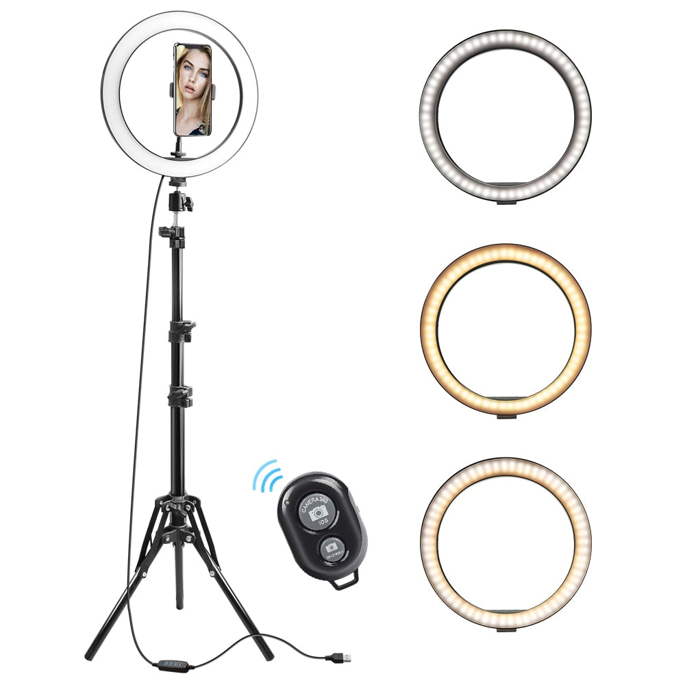 “10 inch (26cm) ring light with adjustable stand – perfect for photography, video calls, and makeup lighting – Hot Deal Warehouse electronics”


