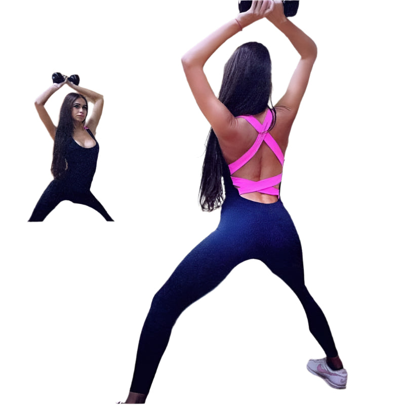 Women’s one-piece workout tracksuit made from breathable, stretchy fabric, featuring a fitted design and zip-up front, perfect for exercise, training, or casual wear