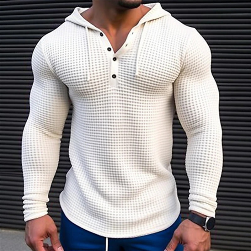 Men's Waffle Knit Slim Fit Long Sleeve Pullover