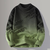 Round Neck Pullover Personalized Gradient Sweater, Stylish Gradient Design, Soft & Comfortable Casual Wear