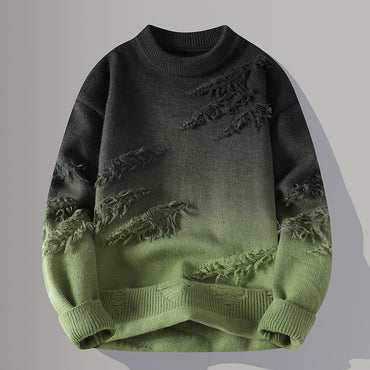 Round Neck Pullover Personalized Gradient Sweater, Stylish Gradient Design, Soft & Comfortable Casual Wear