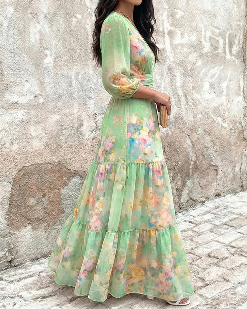 Elegant Bloom Layered Ruffled Dress Hot Deal Warehouse