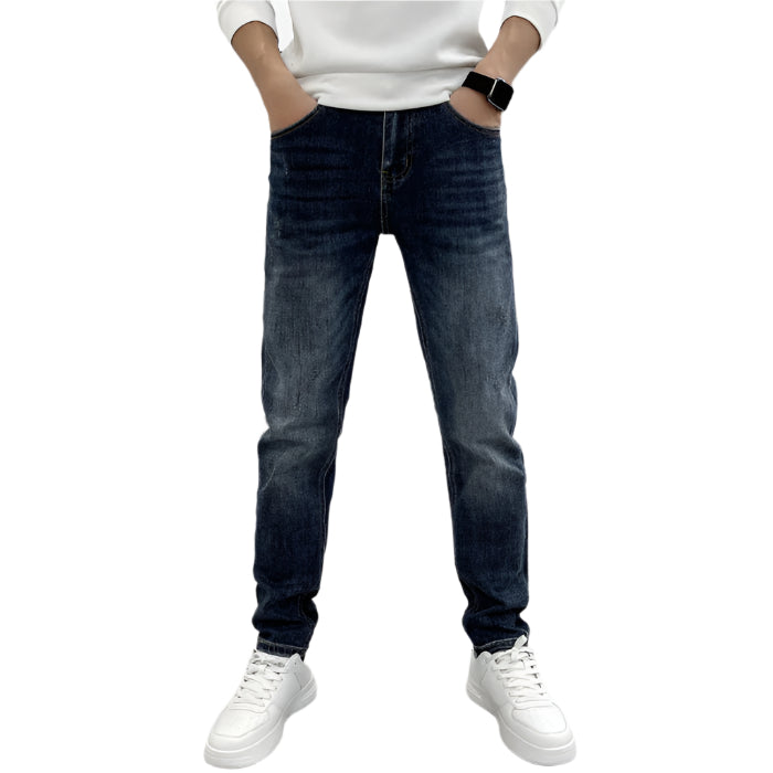 Men's Casual Slim Fit Straight Leg Elastic Jeans – stylish stretch denim for all-day comfort.




