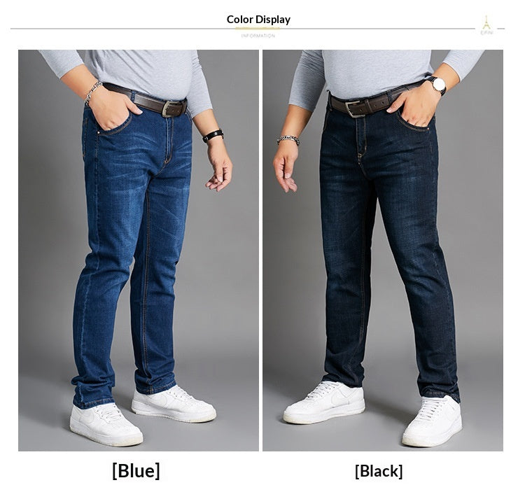 High-elasticity Loose-fit Straight-leg Plus-size Jeans Hot Deal Warehouse