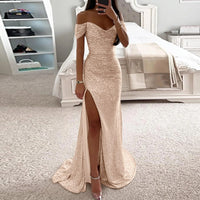 “Adeline Sparkling Slit Dress – women’s elegant evening dress with shimmering fabric and side slit for special occasions – Hot Deal Warehouse fashion”









