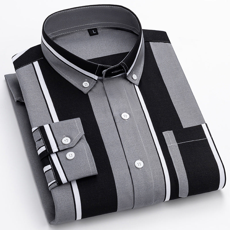 Men's Casual Long Sleeve Wide Striped Shirt with bold stripes for a comfortable and stylish fit.








