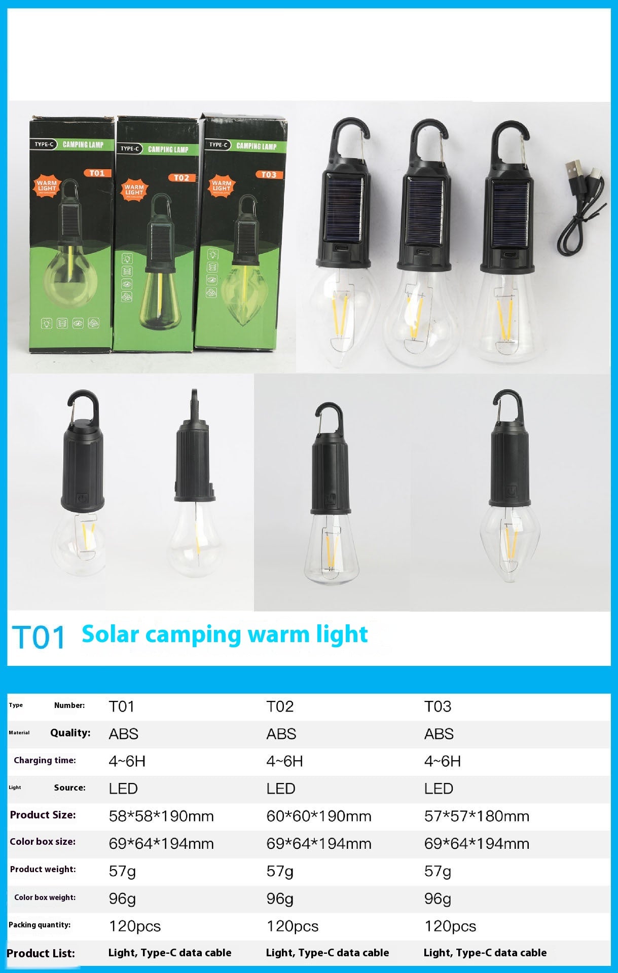 Solar-powered camping lantern with tungsten bulb hanging in a tent outdoors

