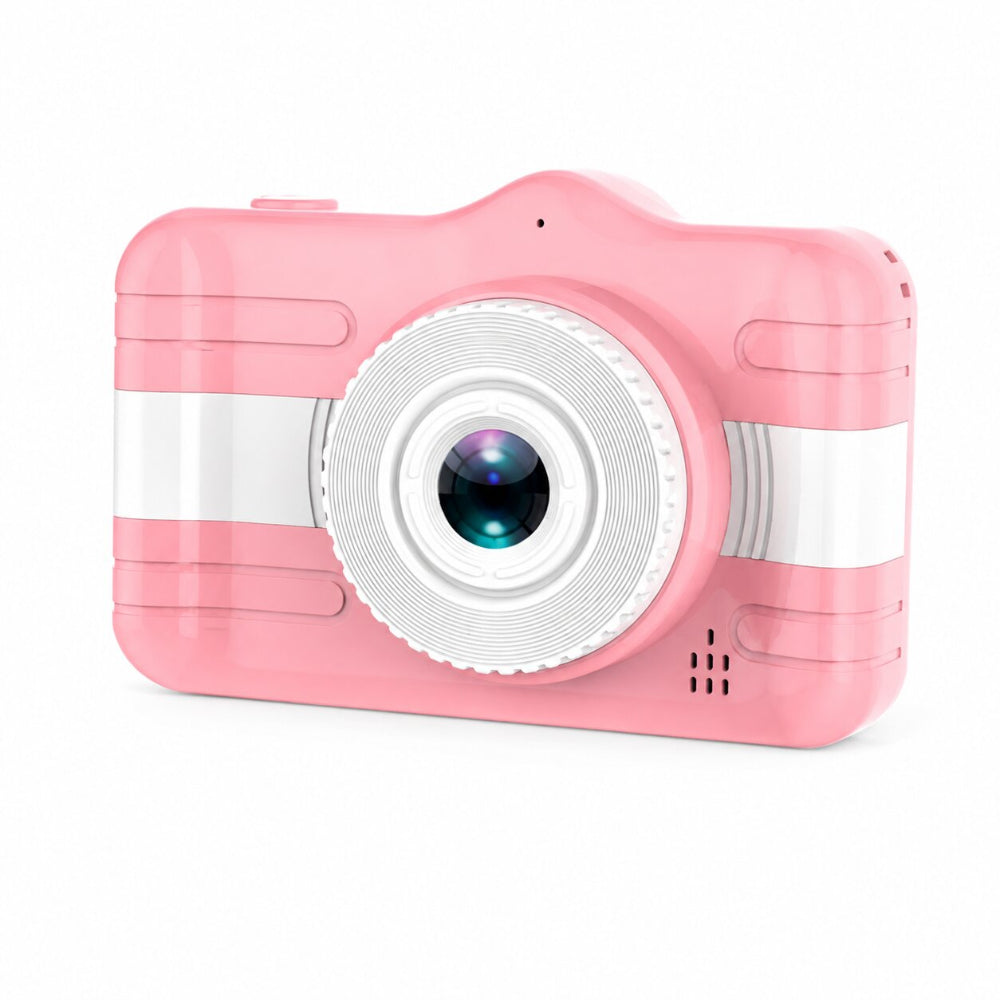 A pink and white retro-style camera device, likely a toy or dash cam, shown on a clean white background.