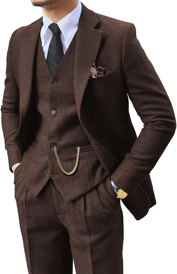 Herringbone Men’s Slim Fit Suit – Modern Tailored Formal Wear for Business & Events.








