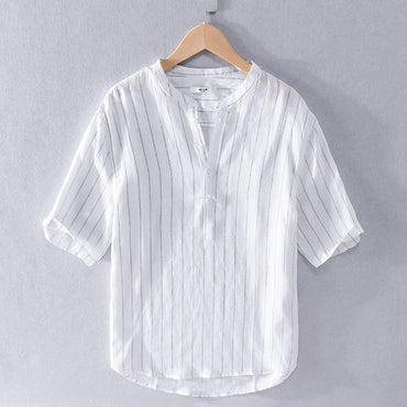 Men's Stand Collar Pullover Shirt, modern design, breathable fabric, stylish and versatile.