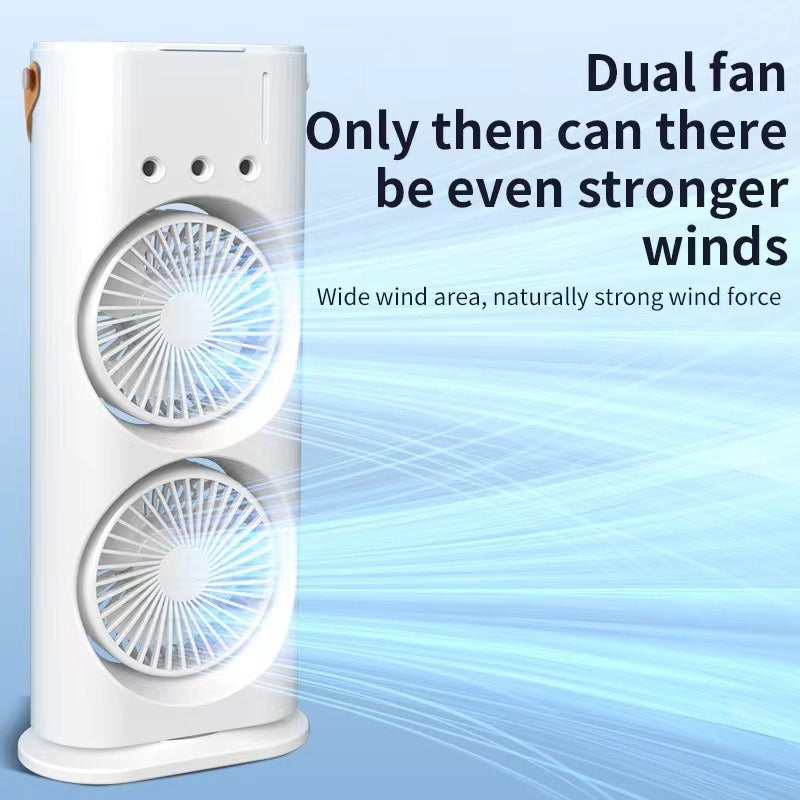 “Double Head Spray Fan – portable cooling fan with dual spray heads for refreshing mist and airflow, ideal for hot days and outdoor activities – Hot Deal Warehouse electronics”
