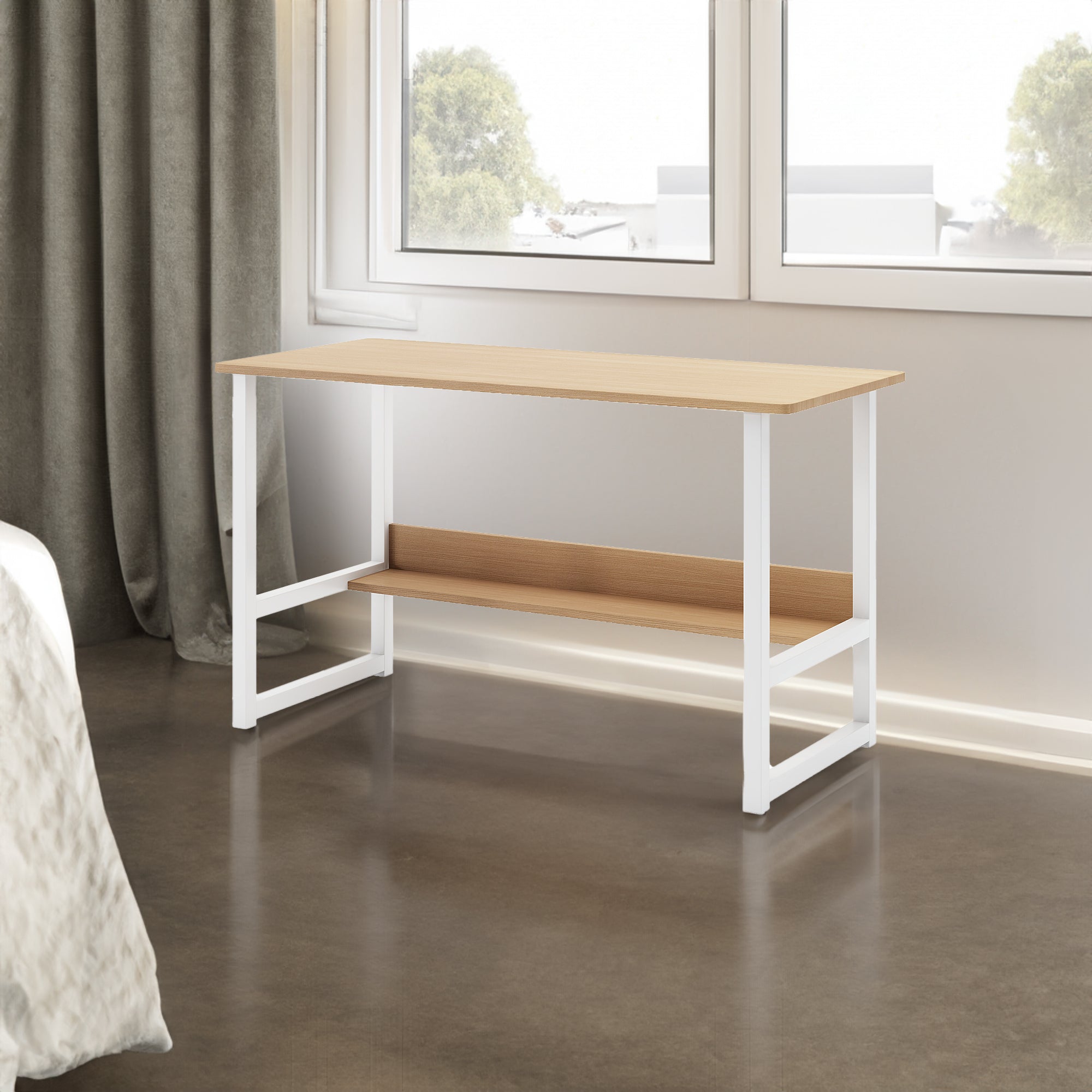 “Computer Desk with Storage Rack – modern, space-saving desk with built-in storage shelves, ideal for home office or study – Hot Deal Warehouse furniture”
