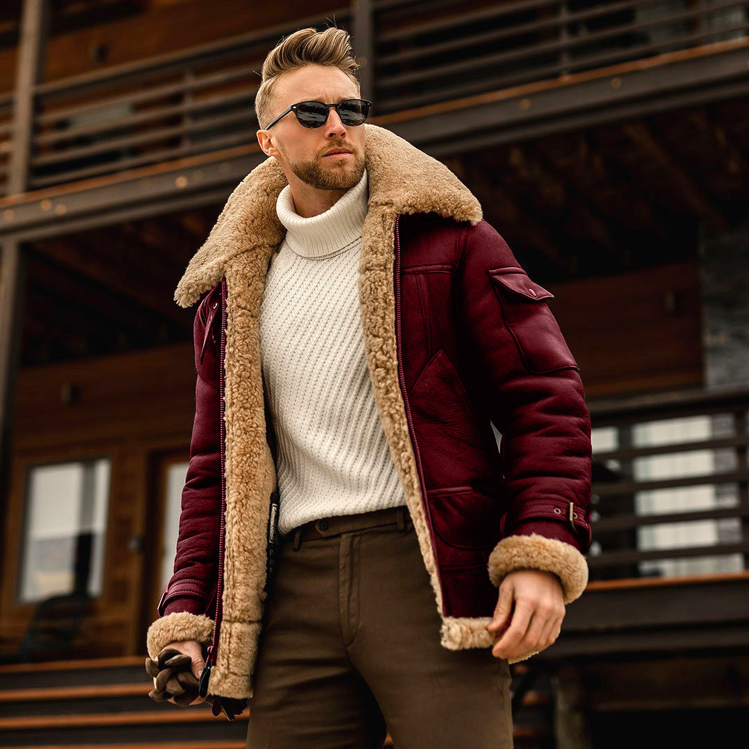 Men’s Military Tactical Winter Jacket with Fleece Lining and Fur Collar

