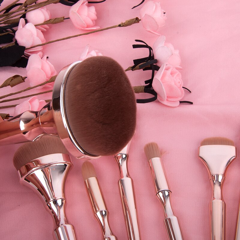 “9 piece rose golden makeup brush set – professional, soft brushes for flawless makeup application – Hot Deal Warehouse beauty tools”


