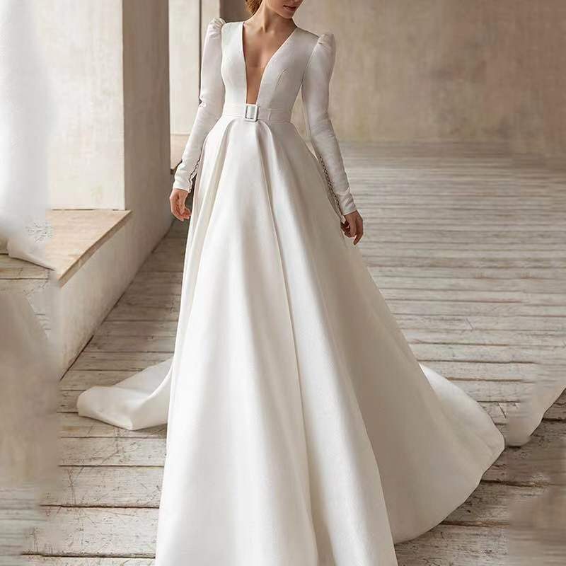 “Forever Mine Satin Wedding Dress – luxurious satin bridal gown with a timeless silhouette, perfect for classic weddings – Hot Deal Warehouse bridal”

