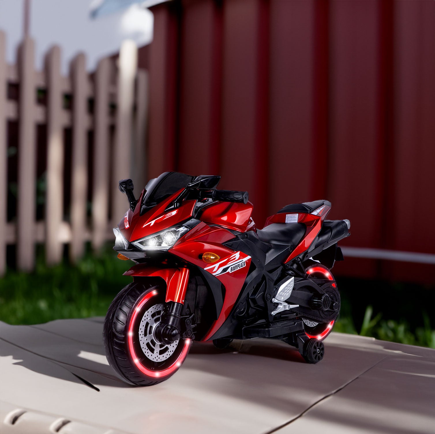 TAMCO 12V kids motorcycle ride-on toy with training wheels, designed for a fun and safe riding experience. Features realistic details, adjustable speed, and easy-to-use controls, making it perfect for young riders to enjoy outdoor adventures while learning balance and coordination.







