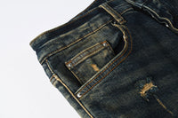 Distressed Dark-Wash Jeans Hot Deal Warehouse