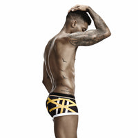 Men’s low-rise boxer briefs with belly-contouring fit in black

