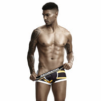 Men’s low-rise boxer briefs with belly-contouring fit in black

