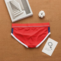 Men’s breathable ice silk mesh low waist sexy briefs in a trendy design

