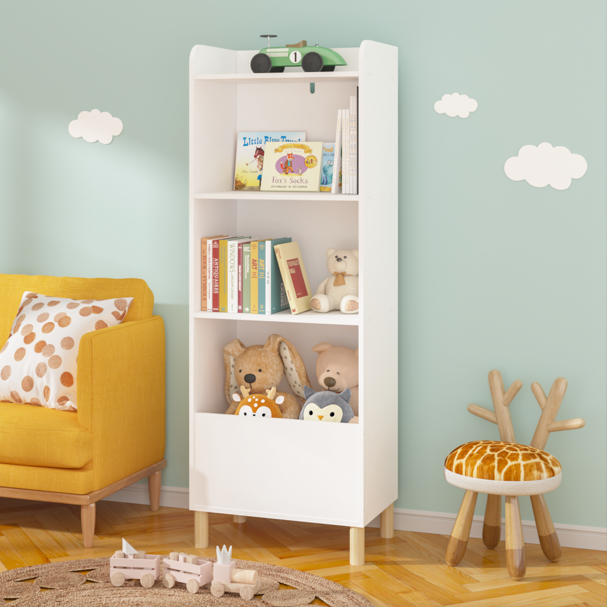 “4-tier bookcase – modern, space-saving shelving unit for books, décor, and storage – Hot Deal Warehouse furniture”

