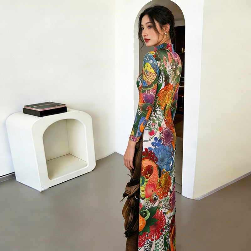 thigh high slit dress women